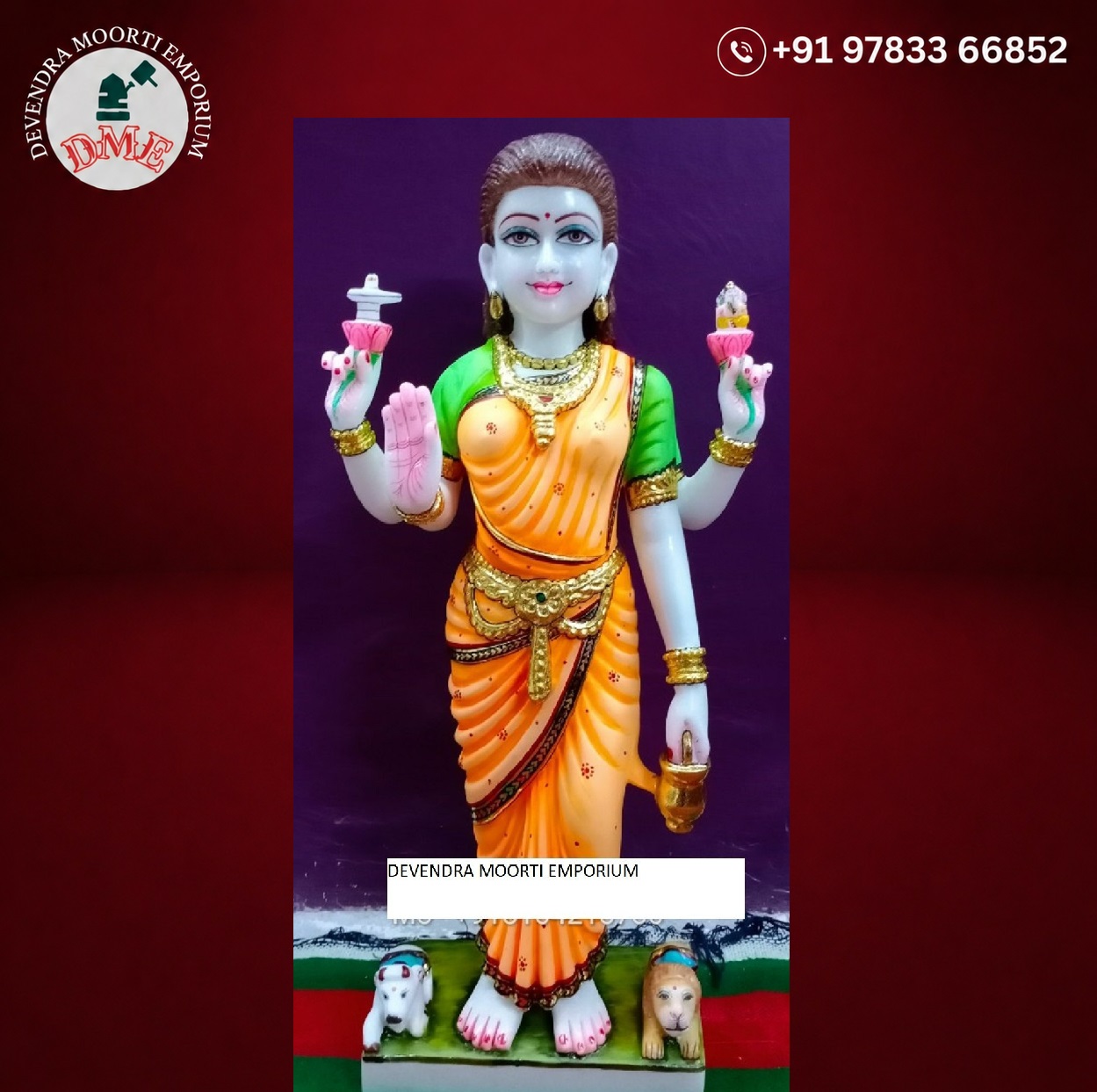 Marble parvati mata statue