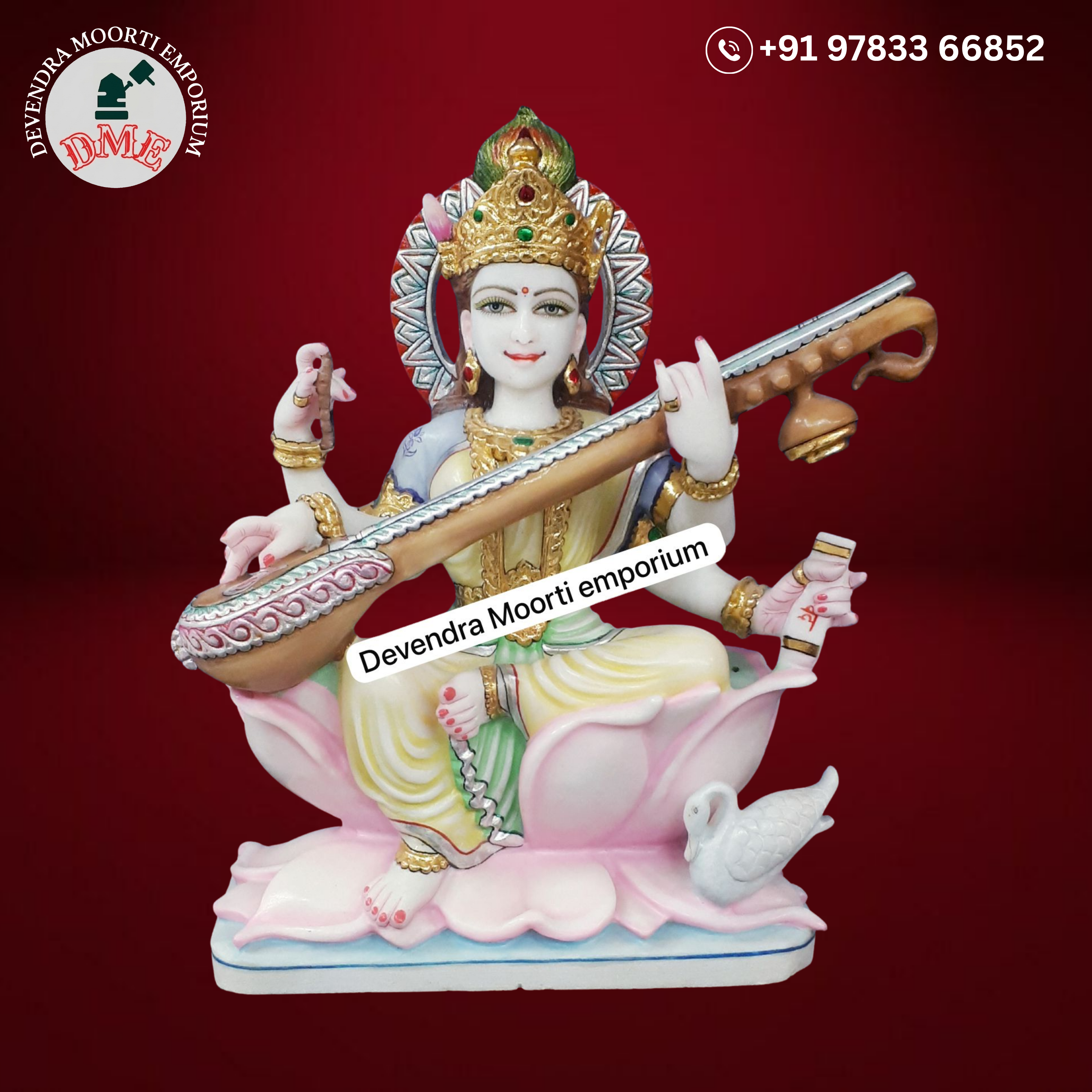 Marble Saraswati Mata Statue 